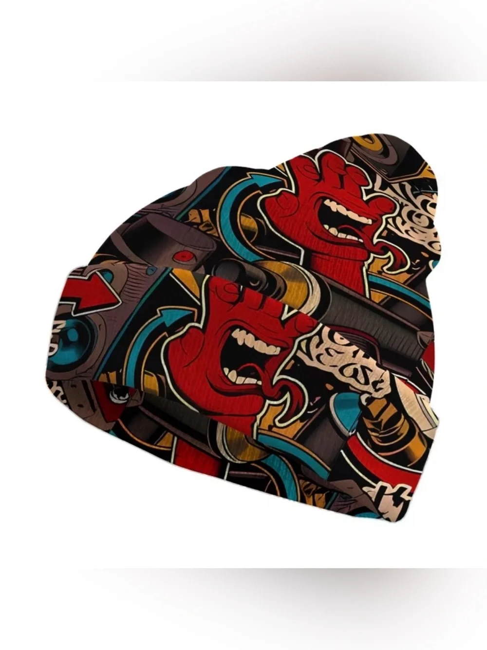 💥 Graffiti Art Bright Multicolored Urban Flip Knit Beanie